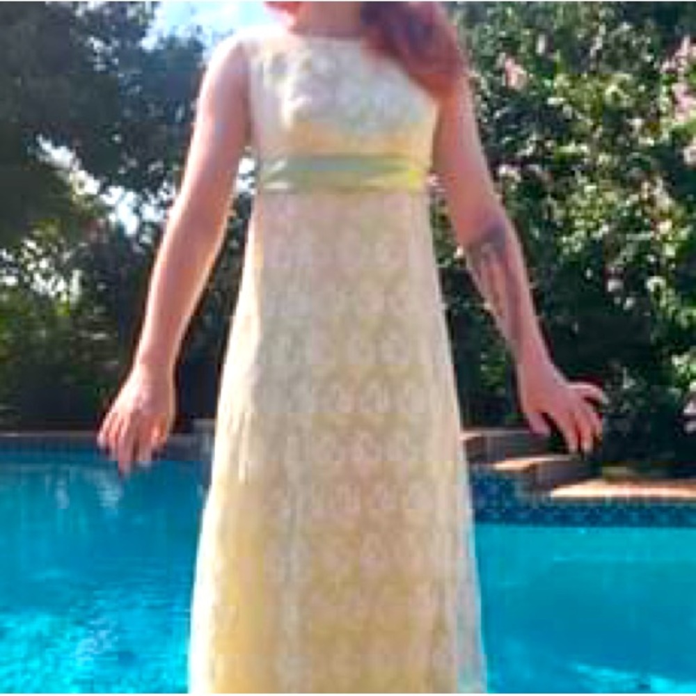 Retro Green Silk and Lace prom dress